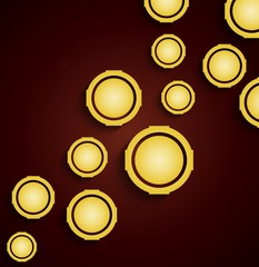 Set of golden 3d buttons