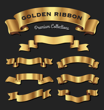 Set of premium golden ribbons for your design. Vector illustration