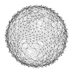 Sphere with Connected Lines and Dots. Global Digital Connections