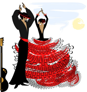 image of abstract flamenco couple