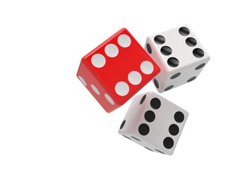 three dices on white background. 3d rendering.