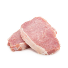 raw meat pork on white