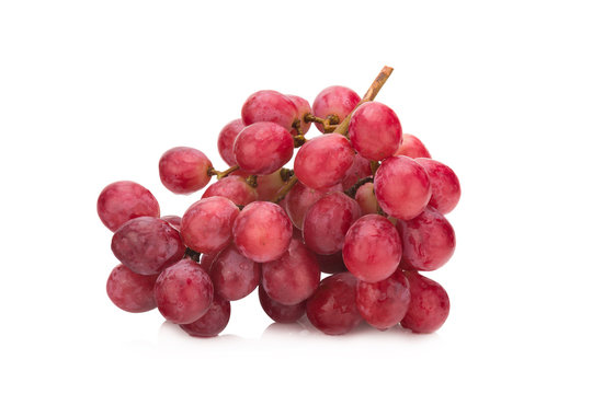 Bunch of red grapes Isolated on white background
