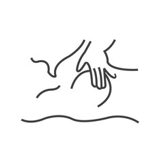 Line icon breast cancer check, lie supine