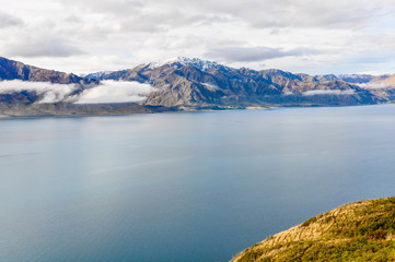 Obraz na płótnie Canvas View of a lake near Wanaka in Southern Lakes, New Zealand