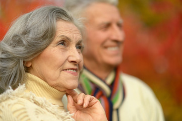 Senior couple in autumn park