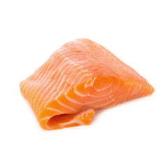 salmon fish fresh meat slice isolated on white background