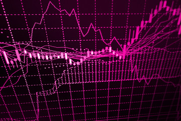 Stock exchange chart graph. Finance business background. Abstract stock market diagram candle bars trade.