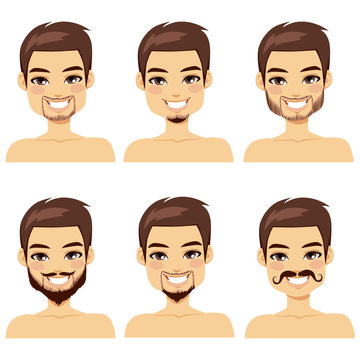 Handsome brown haired man with different beard styles