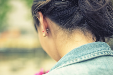 woman portrait from behind