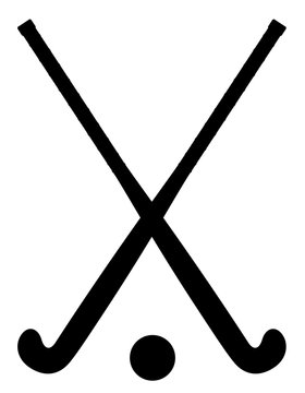 field hockey equipment black outline silhouette vector illustrat