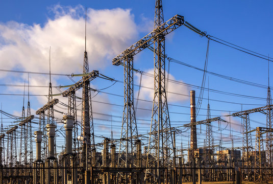  high-voltage lines and electrical distribution stations.