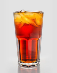 Glass of cola, side view