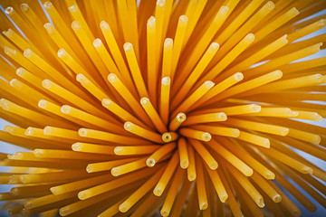 Bunch of wholegrain raw spaghetti food and drink concept