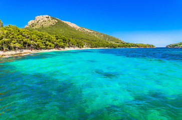 Mediterranean Sea turquoise water at beach Formentor Majorca