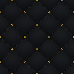Seamless luxury dark black pattern and background with gold diamond. Vector Illustration