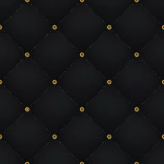 Behang Naadloze luxe donkere zwarte patroon en achtergrond met gouden diamant. vectorillustratie © foxysgraphic