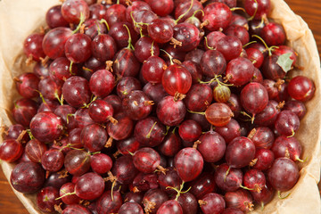 Gooseberry on a wooden table 