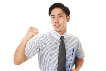 ガッツポーズのビジネスマン