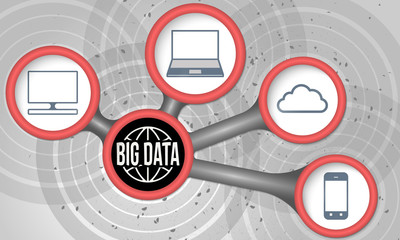 Obraz premium Vector circular boxes and big data icons