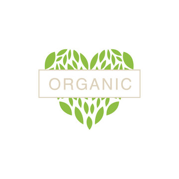 Heart With Text In Middle Organic Product Logo