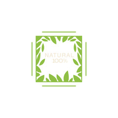 Double Frame With Leaves Inside Organic Product Logo