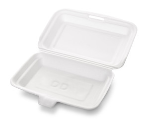 Empty styrofoam box isolated