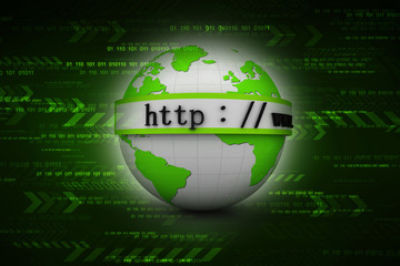 3d illustration Network community concept . globe with http sign