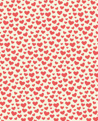 Seamless Festive Love Abstract Pattern with Hearts on White Back