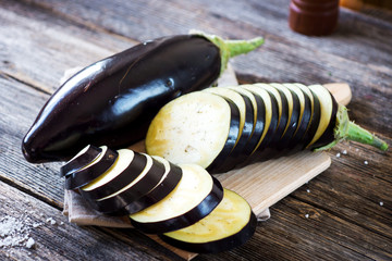 Eggplant on vintage wooden background
