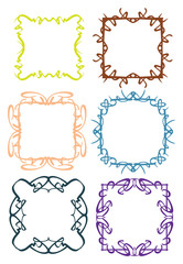 Colorful Vintage decorative design border and Frames Vector Illustration