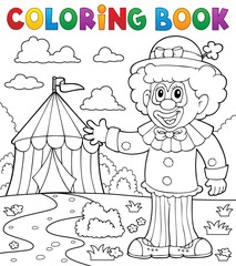 Coloring book clown near circus theme 1