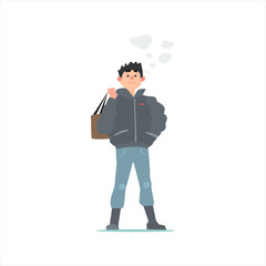 Guy In Black Winter Jacket