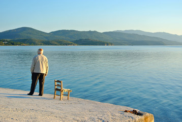 Old man looking into the sea © zmej