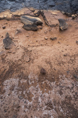 Fototapeta na wymiar volcanic floors or background of red earth.