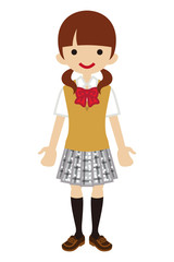 Japanese Female High school student - Beige vest - 女子高生 ベージュのベスト