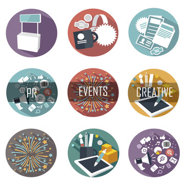 Modern flat icons vector collection of web design objects