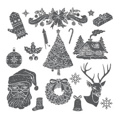 Christmas retro icons, elements and illustrations. Happy new Year.Vector. Isolated