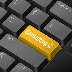 consulting concept with 3d computer keyboard