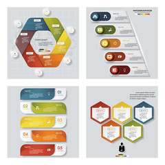 Collection of 4 design colorful presentation templates. Vector Background. For your idea and presentation.