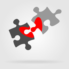 Puzzles flat icon. Monochrome puzzle with color, contrast, brigh