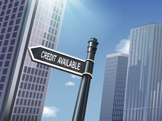 3d road sign saying credit available