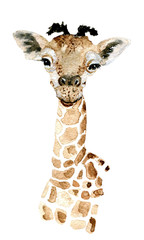 Obraz premium Giraffe. Watercolor painting. Can be used for postcards, prints and design 