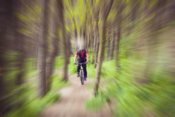 Fototapeta premium Rider in action at Freestyle Mountain Bike Session.