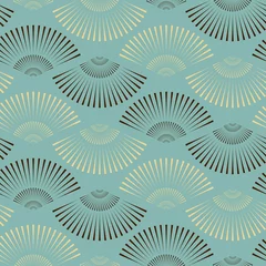 Washable wall murals Japanese style a Japanese style fan shape seamless pattern in blue