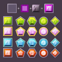 Cartoon diamonds set in editable different colors