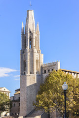 Fototapeta premium Church of Sant Feliu (Saint Felix). Girona, Catalonia, Spain.