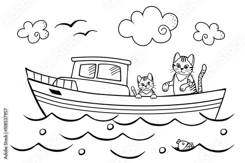 Ausmalbild Fischerboot CartoonBild Ausmalbild Fischerboot CartoonBild
