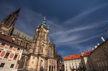 Fototapeta na wymiar Saint Vitus Cathedral and other historical buildings of Prague Castle complex, Czech Republic
