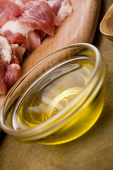 Vegetable oil in a glass container